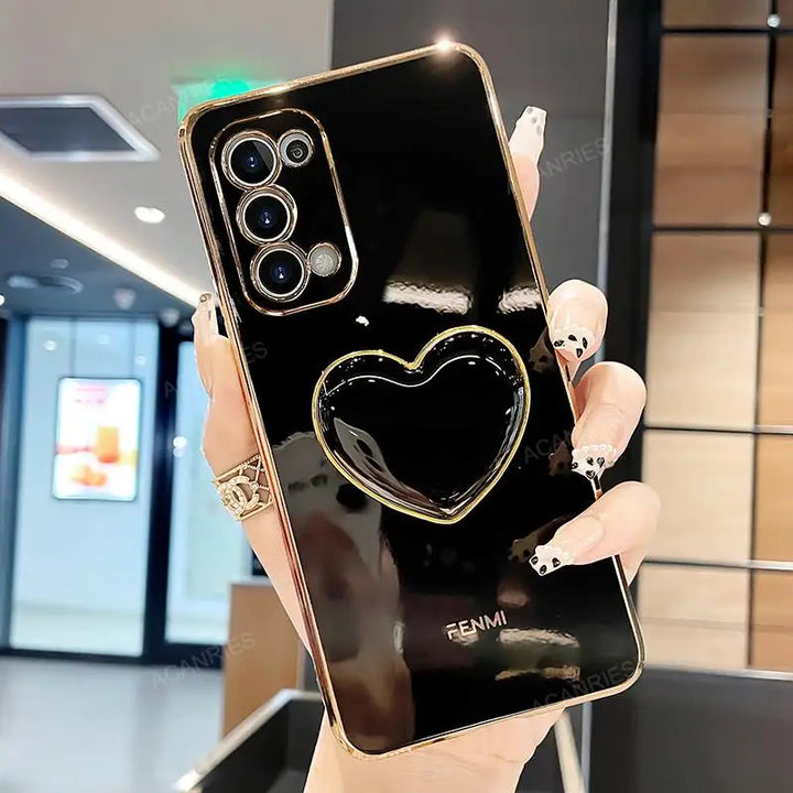 Luxury Plating Love Heart Holder Case for Samsung S20/S21/S22, A52/A32/A72 with Elegant Design and Shockproof Features