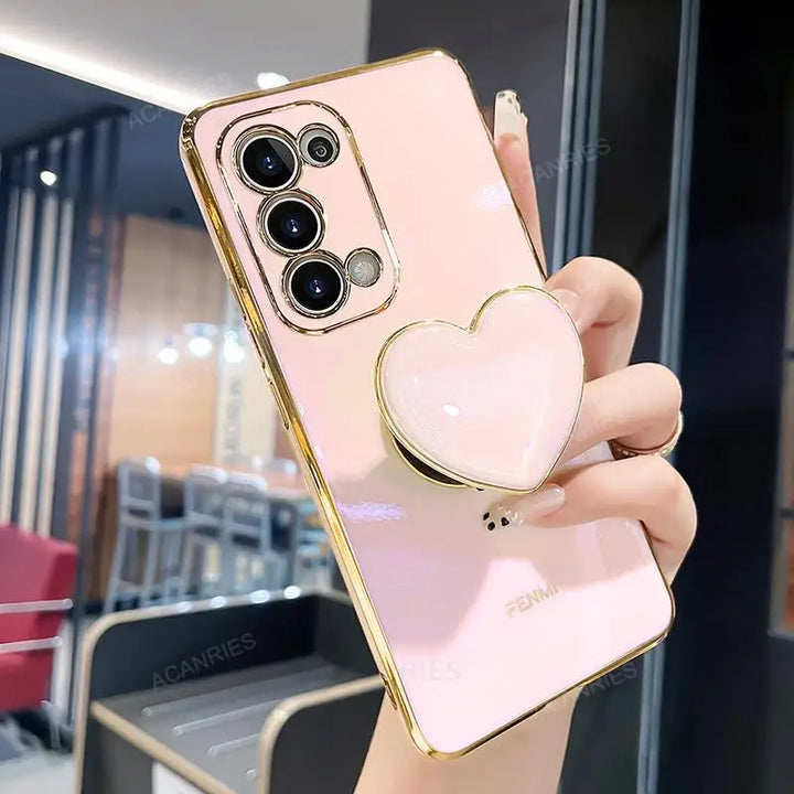 Luxury Plating Love Heart Holder Case for Samsung S20/S21/S22, A52/A32/A72 with Elegant Design and Shockproof Features