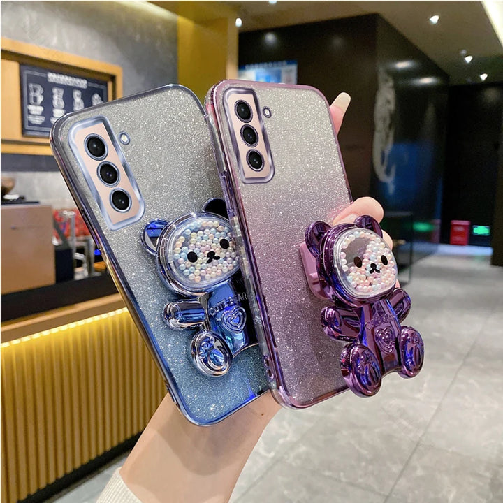 Bling Bear Silicone Holder Case for Samsung S21/S22 FE/Ultra