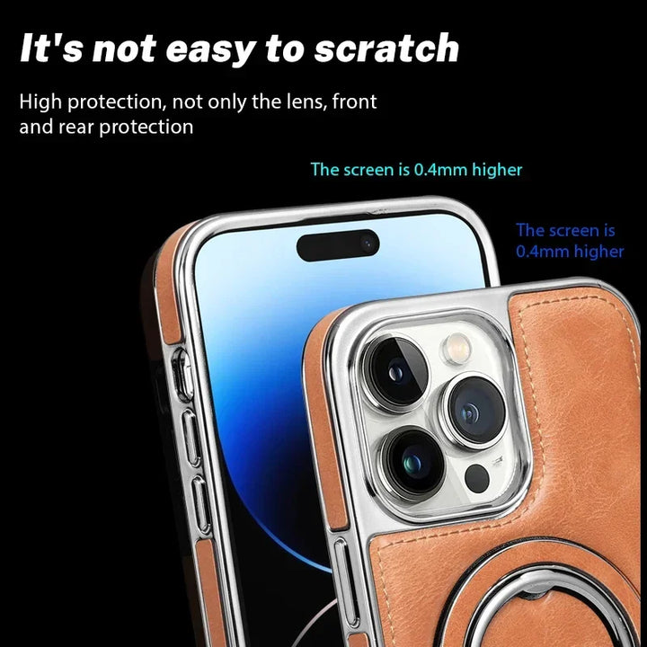 Invisible Stand Leather Case for iPhone 13 14 15 Pro Max with Magsafe