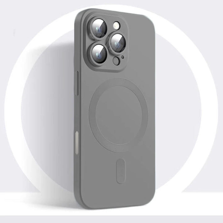 Luxury Magnetic Soft Silicone Case for iPhone 16 – Matte Finish with Camera Lens Protection & MagSafe Compatibility