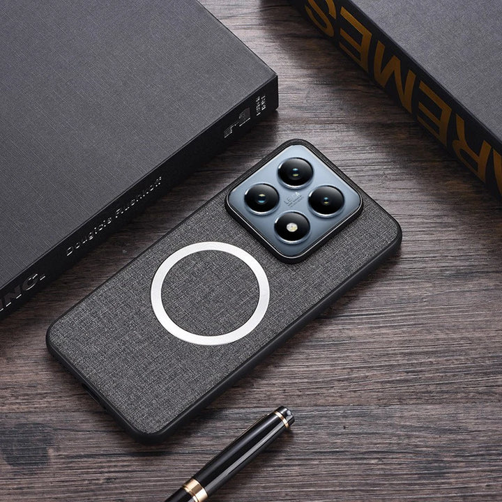 Magnetic TPU + PC Anti-Slip Case for Xiaomi 14T Pro and 14T with Woven Textile Pattern