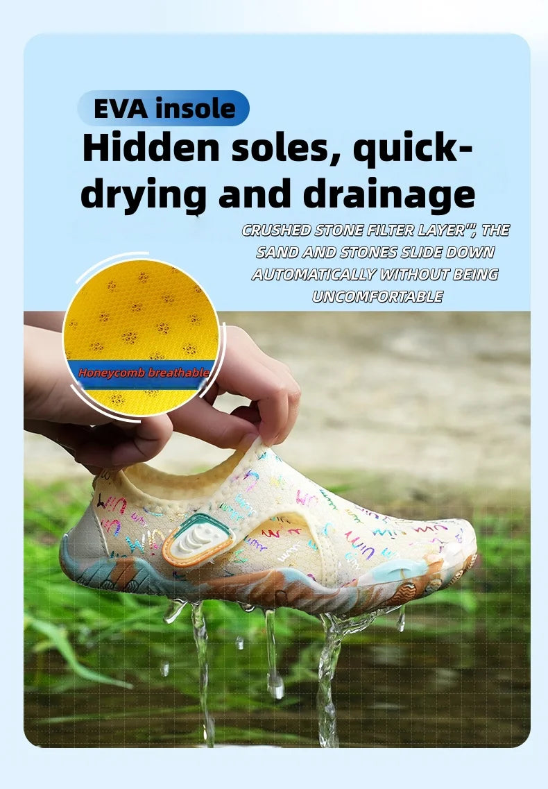Kids Parent-Child Barefoot Water Shoes, Quick Dry Breathable Non-Slip Rubber Sole Aqua Socks for Beach Camping Hiking, Lightweig