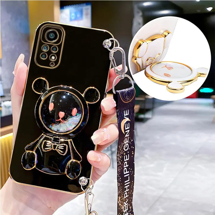 Luxury Bear Lanyard Strap Case for Xiaomi Redmi Note 12 11 10 9 Pro with Cute Design and Durable Strap
