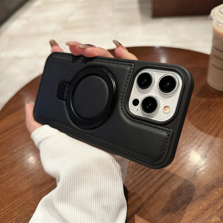 Luxury Magnetic Leather Holder Case with Stand for iPhone 11/12/13/14/15/16 Pro Max Plus