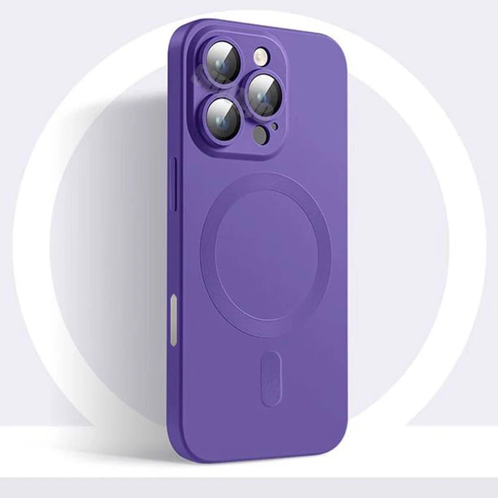 Luxury Magnetic Soft Silicone Case for iPhone 16 – Matte Finish with Camera Lens Protection & MagSafe Compatibility