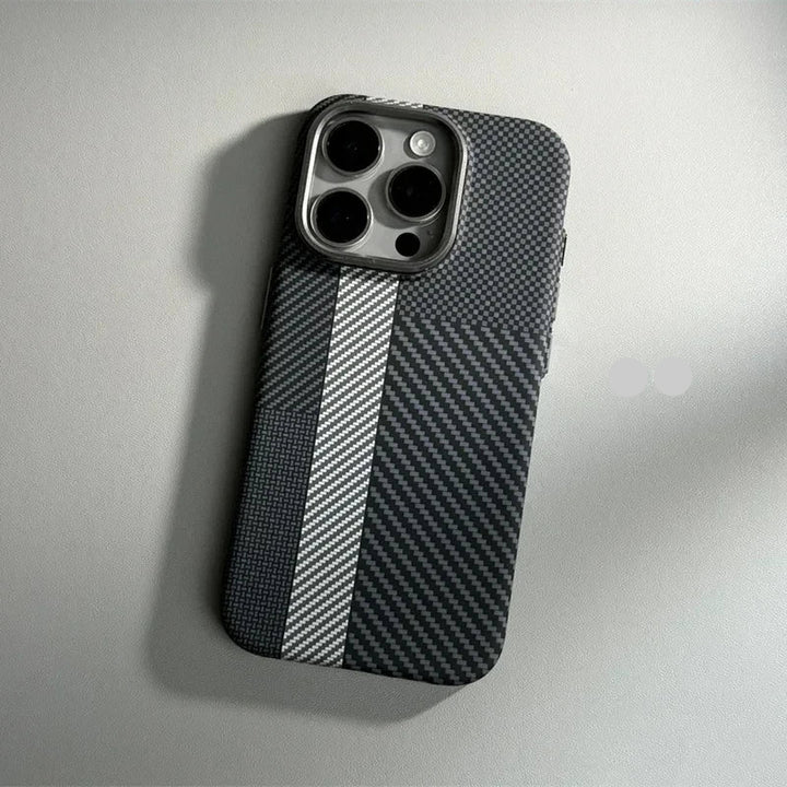 Carbon Fiber MagSafe Case for iPhone 16 Pro Max – Abstract Geometric Tough Armor with Magnetic Wireless Charging