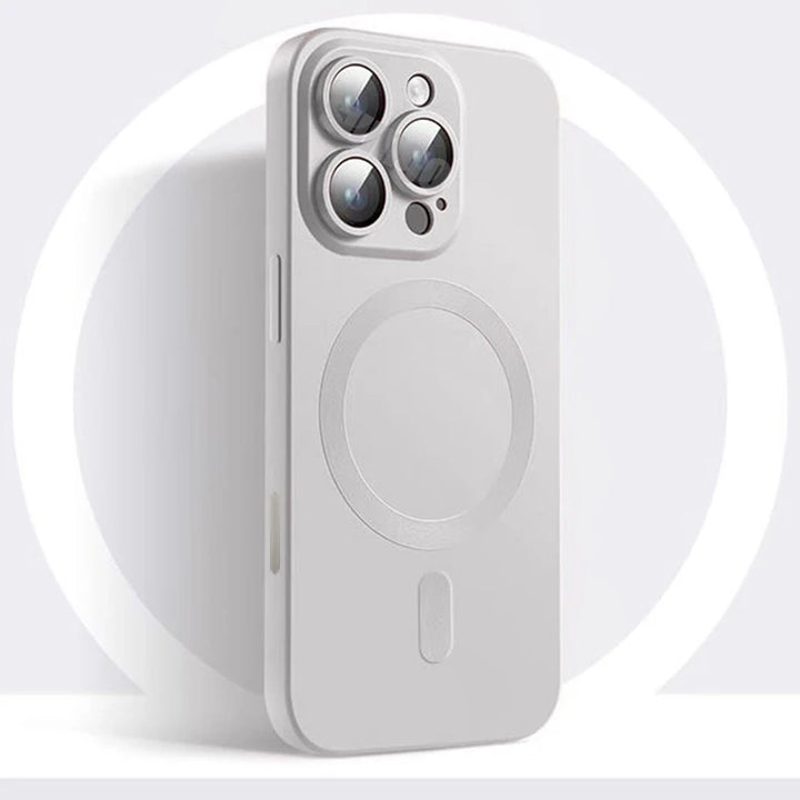Luxury Magnetic Soft Silicone Case for iPhone 16 – Matte Finish with Camera Lens Protection & MagSafe Compatibility