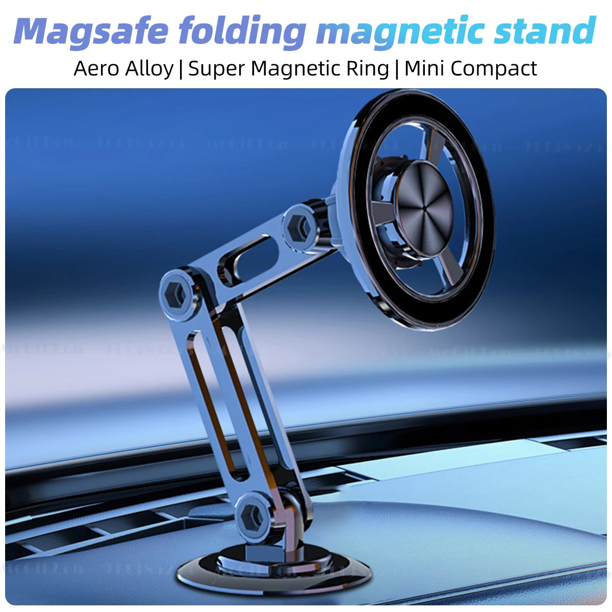 Magsafe folding magnetic stand on a blue gradient background