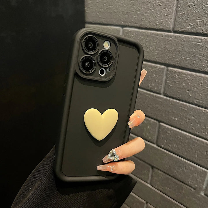 Luxury 3D Love Heart Silicone Case for iPhone 11/12/13/14/15/16 Pro Max with Elegant Design