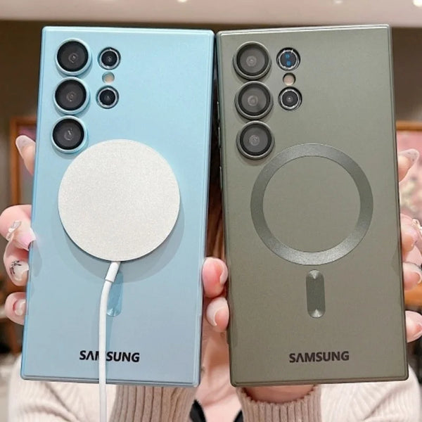 Luxury Matte Magnetic Case for Samsung Galaxy S25, S24, S23, S22 – Shockproof, Anti-Fingerprint, Wireless Charging Compatible