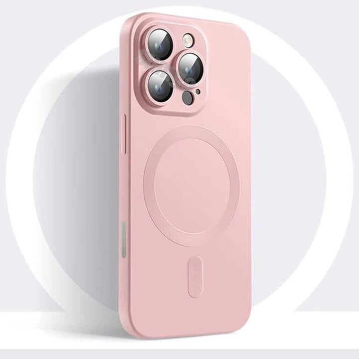 Luxury Magnetic Soft Silicone Case for iPhone 16 – Matte Finish with Camera Lens Protection & MagSafe Compatibility