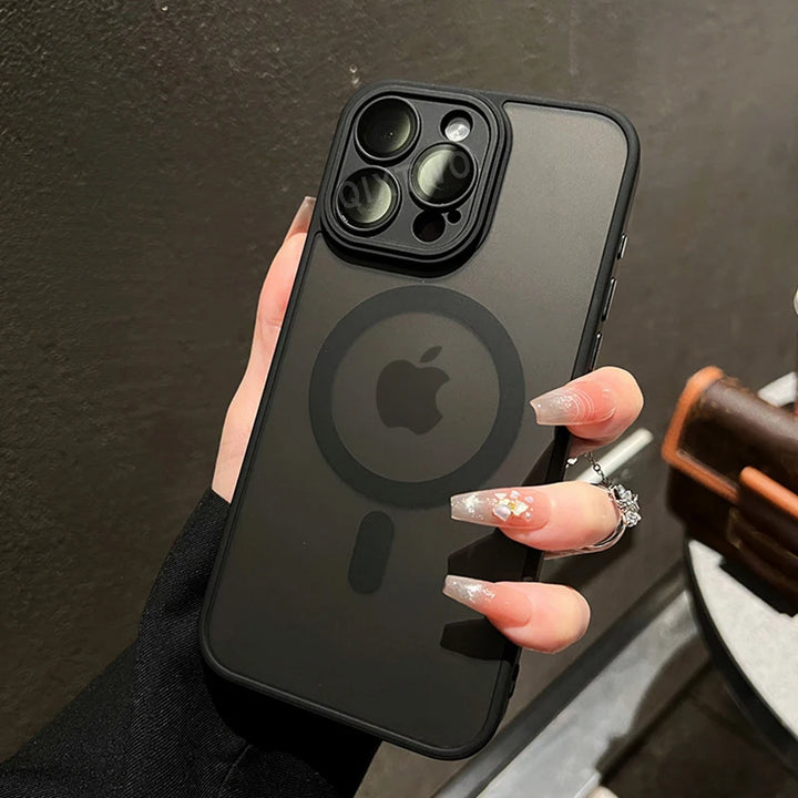 Luxury Matte Armor Case with Magsafe – Shockproof Silicone + PC Hybrid Cover for iPhone 11–16 Pro Max – Black, Gray, Navy Blue
