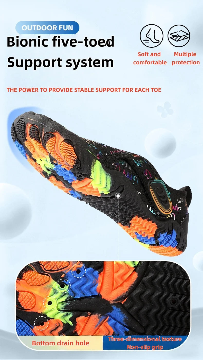 Kids Parent-Child Barefoot Water Shoes, Quick Dry Breathable Non-Slip Rubber Sole Aqua Socks for Beach Camping Hiking, Lightweig