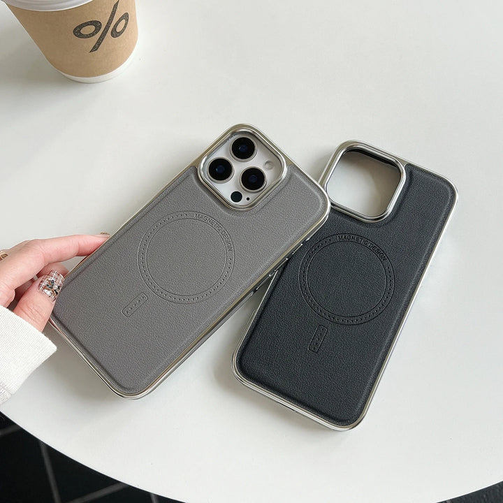 Luxury Business Leather Magnetic Case for iPhone 16/15/14/13 Pro Max, Sleek and Professional Design