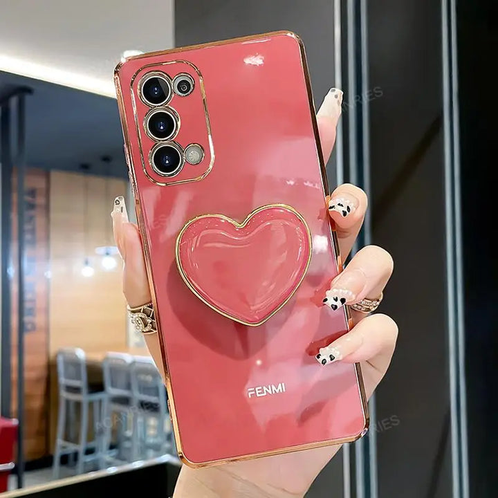 Luxury Plating Love Heart Holder Case for Samsung S20/S21/S22, A52/A32/A72 with Elegant Design and Shockproof Features