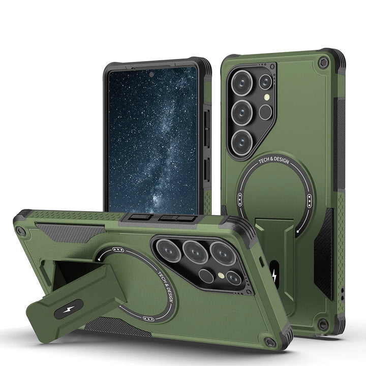Samsung S25/S24 Ultra Magnetic Armor Case with Folding Stand