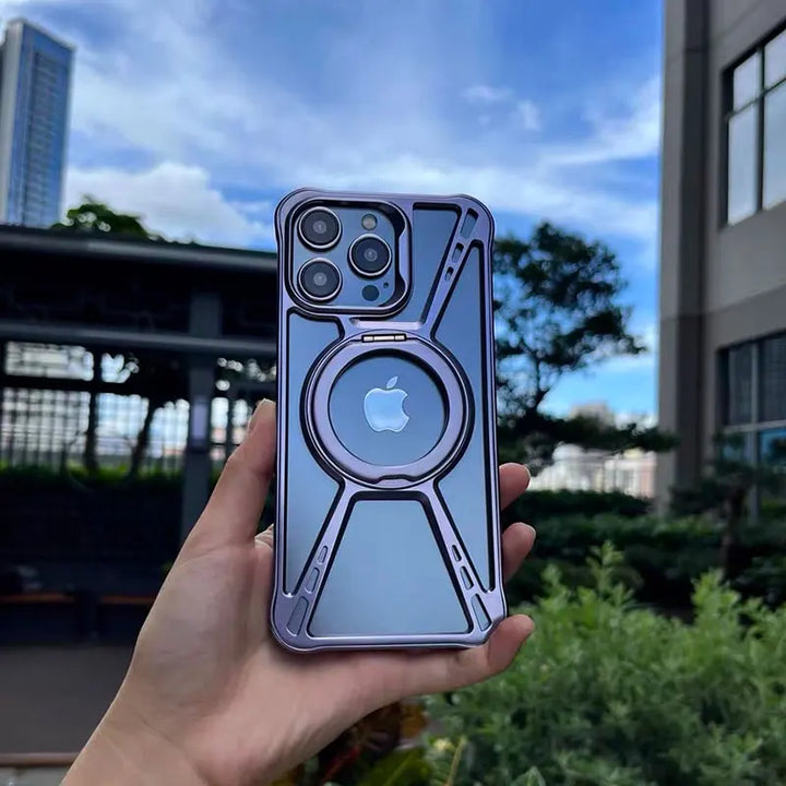 Magnetic Aluminum Alloy Case for iPhone 14/15/16 Pro Max with anti-fall protection and premium design