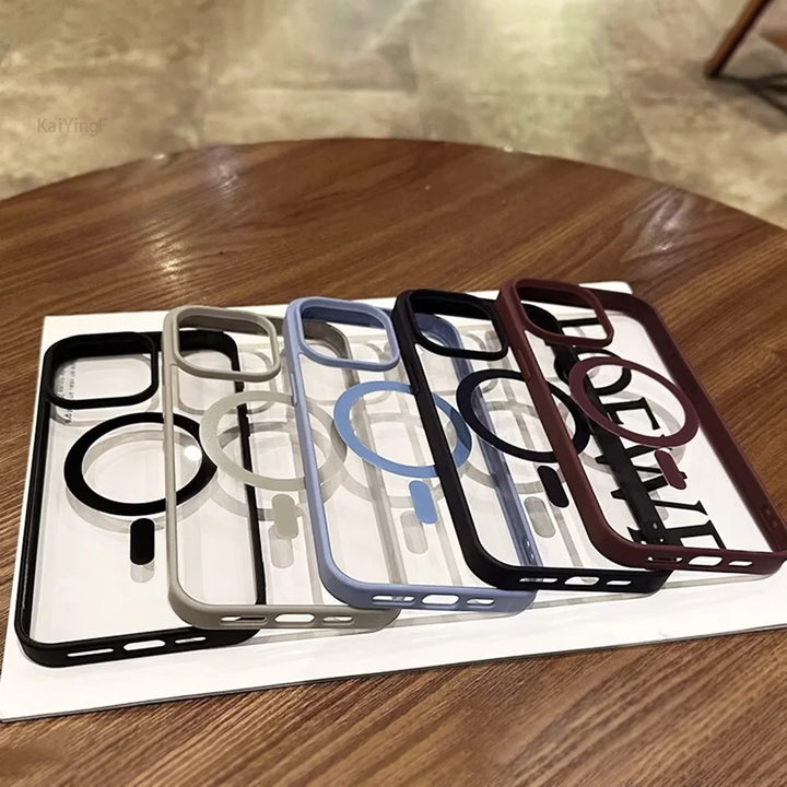 MagSafe Compatible Transparent Magnetic Case for iPhone 16-11 Series – Ultra-Clear Shockproof Design