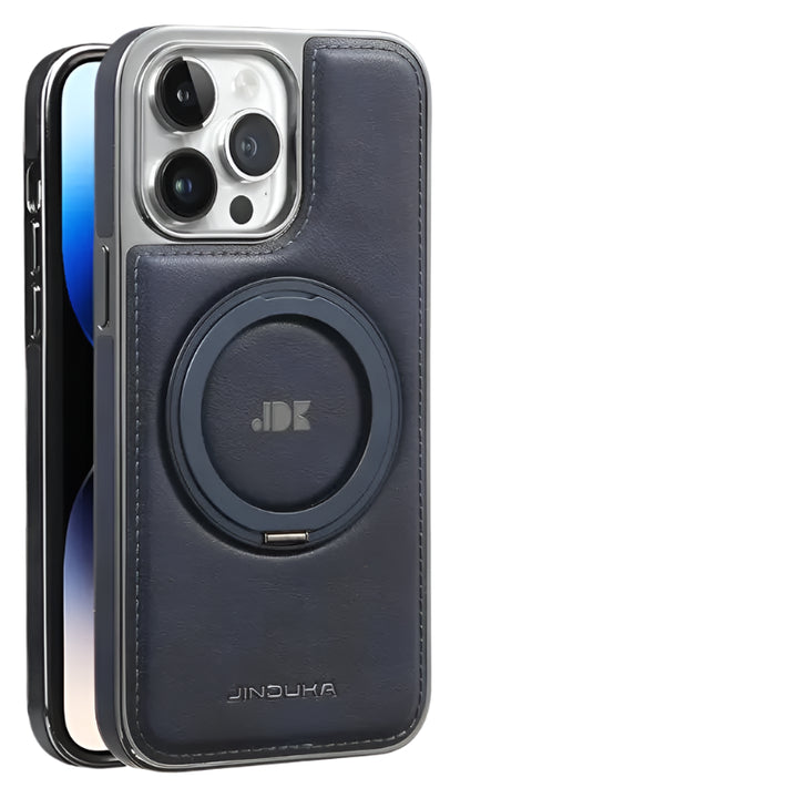 Invisible Stand Leather Case for iPhone 11/12/13/14/15/16 Pro Max, Magnetic Holder
