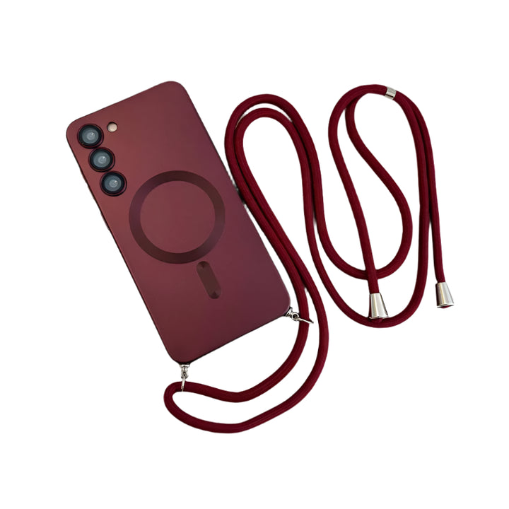 Magsafe crossbody case for Samsung Galaxy S22-S25, lanyard, multiple colors.