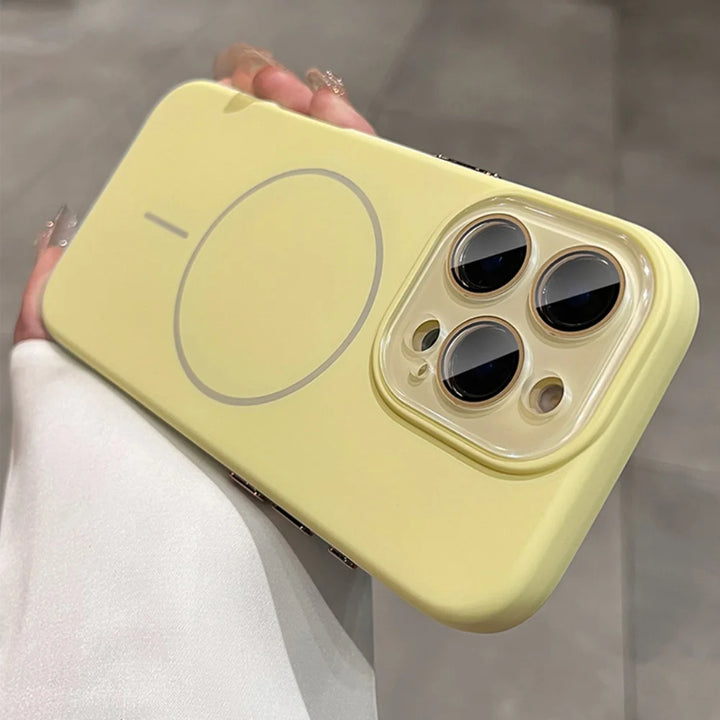 Luxury MagSafe iPhone Case with HD Camera Lens Protection – Anti-Fingerprint Matte Shockproof Cover for iPhone 11–16 Pro Max