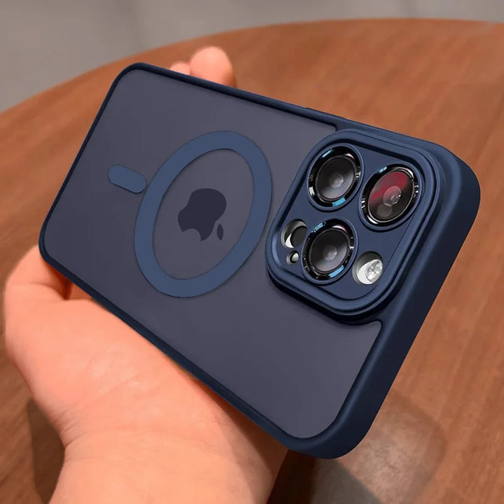 Luxury Matte Armor Case with Magsafe – Shockproof Silicone + PC Hybrid Cover for iPhone 11–16 Pro Max – Black, Gray, Navy Blue