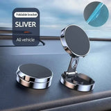 Foldable car phone holder on a car dashboard with 'SLIVER' branding.