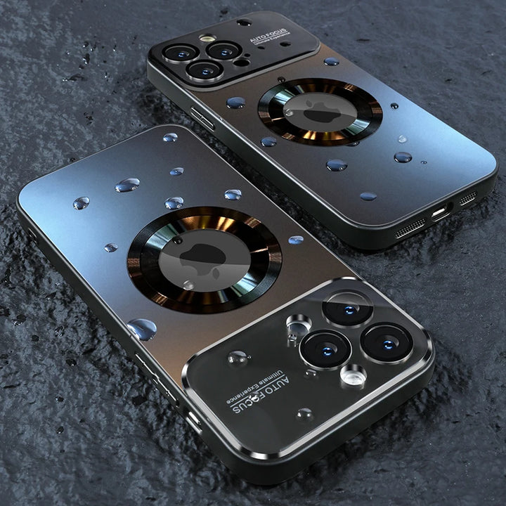 Luxury Glass Camera Lens MagSafe Magnetic Case for iPhone 11/12/13/14/15/16 Pro Max with Shockproof Protection