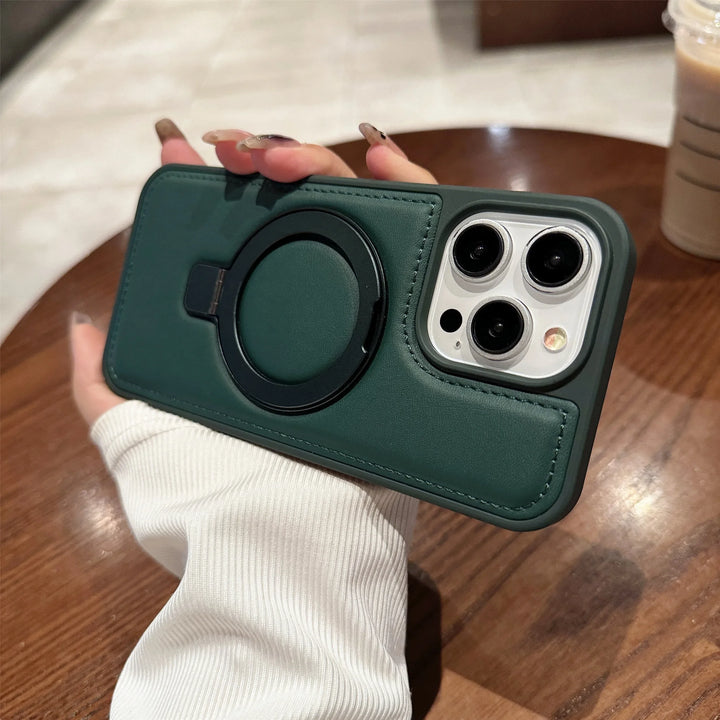 Luxury Magnetic Leather Holder Case with Stand for iPhone 11/12/13/14/15/16 Pro Max Plus