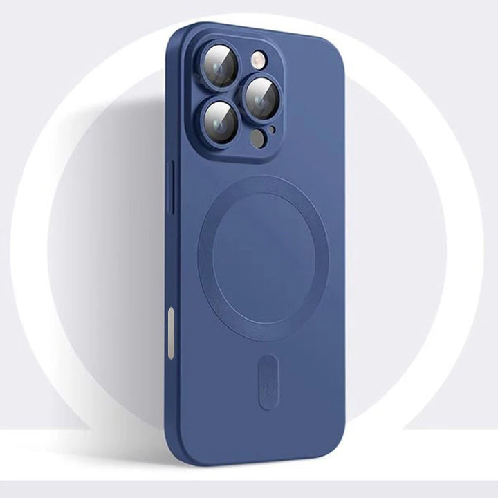 Luxury Magnetic Soft Silicone Case for iPhone 16 – Matte Finish with Camera Lens Protection & MagSafe Compatibility
