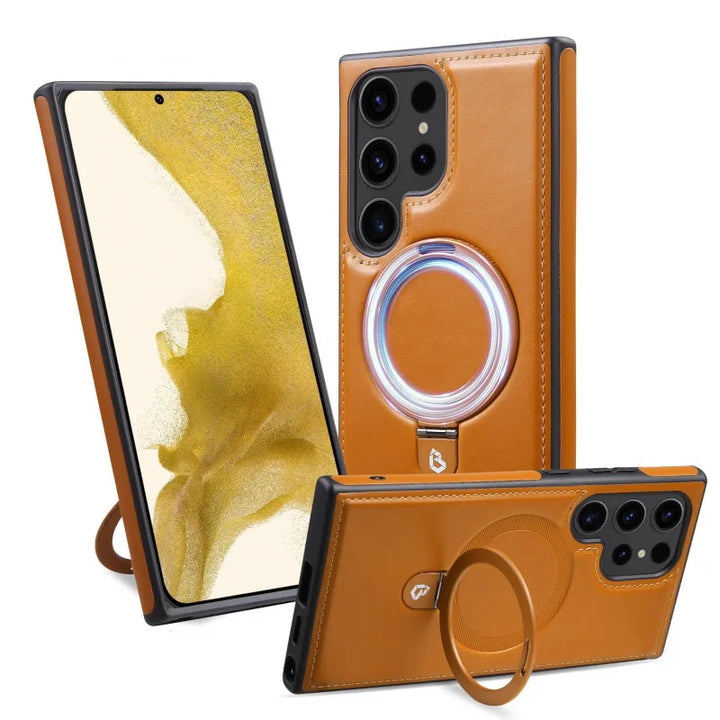 Luxury Magnetic PU Leather Phone Case with Magsafe for Samsung S25/S24/S23/S22 Ultra Plus