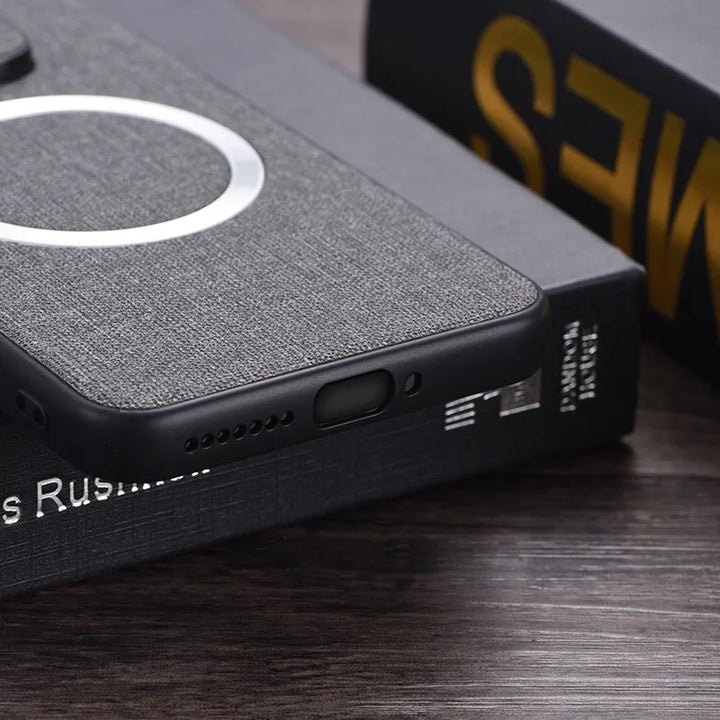 Magnetic TPU + PC Anti-Slip Case for Xiaomi 14T Pro and 14T with Woven Textile Pattern