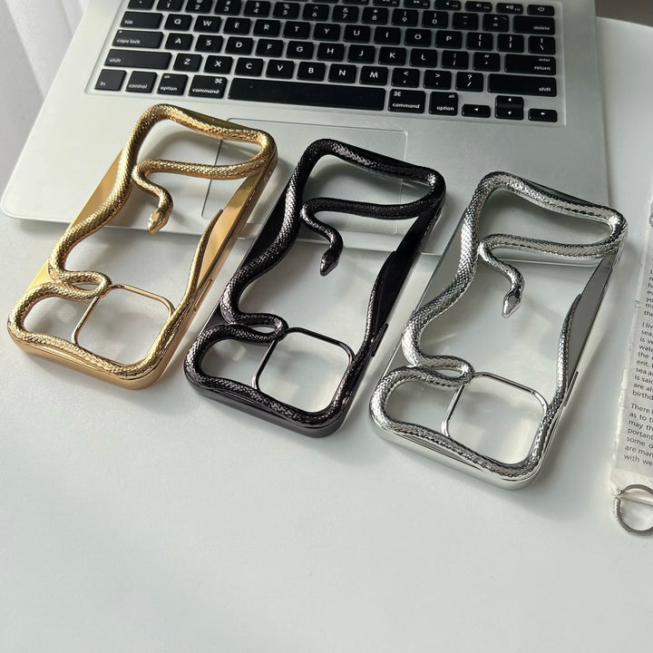 Hollow Snake Electroplated TPU Phone Case – Shockproof Non-Slip Heat Dissipation Cover for iPhone 11–16 Pro Max