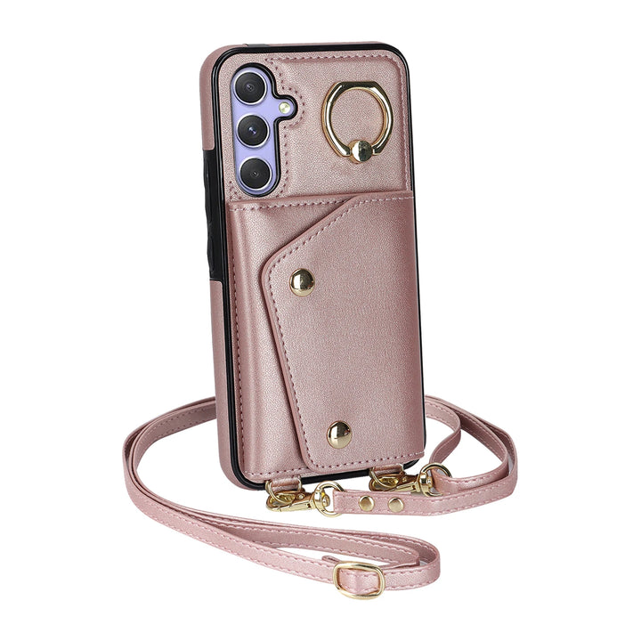 Crossbody Zipper Wallet Case with Card Holder for Samsung S23 Ultra/S22 Plus/S21 FE/A54/A53, Leather Cover