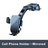 Mirrored cell phone holder with arm extension on a white background
