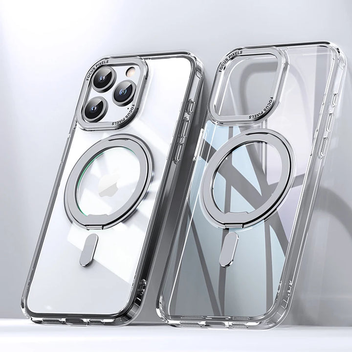 Luxury 360° Rotating Stand Case for iPhone 16 Pro Max, Magnetic Magsafe Ring Holder, Anti-Scratch and Wireless Charging Compatible