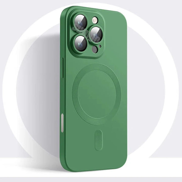 Luxury Magnetic Soft Silicone Case for iPhone 16 – Matte Finish with Camera Lens Protection & MagSafe Compatibility