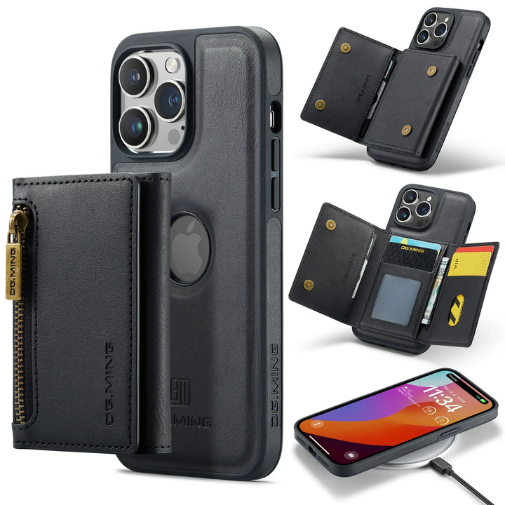 Magnetic Leather RFID Wallet Case for iPhone 11/12/13/14/15/16 Pro Max Plus