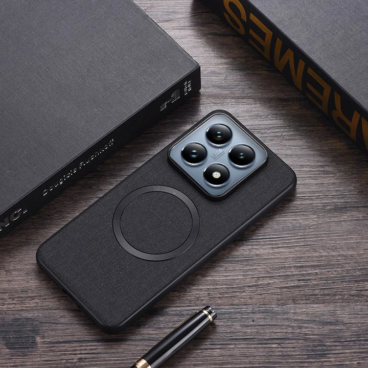 Magnetic TPU + PC Anti-Slip Case for Xiaomi 14T Pro and 14T with Woven Textile Pattern