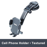 Textured cell phone holder with suction cup on a white background
