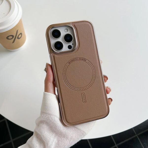 Luxury Business Leather Magnetic Case for iPhone 16/15/14/13 Pro Max, Sleek and Professional Design