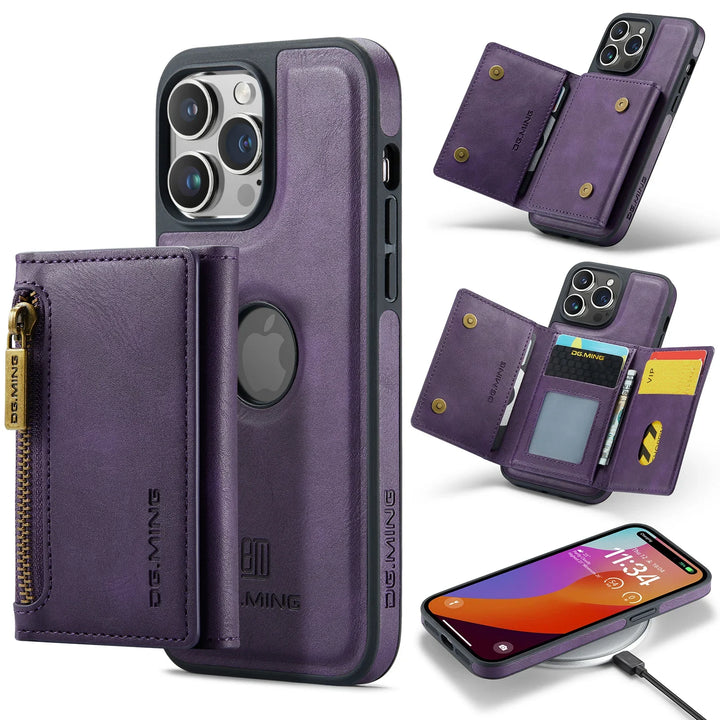 Magnetic Leather RFID Wallet Case for iPhone 11/12/13/14/15/16 Pro Max Plus