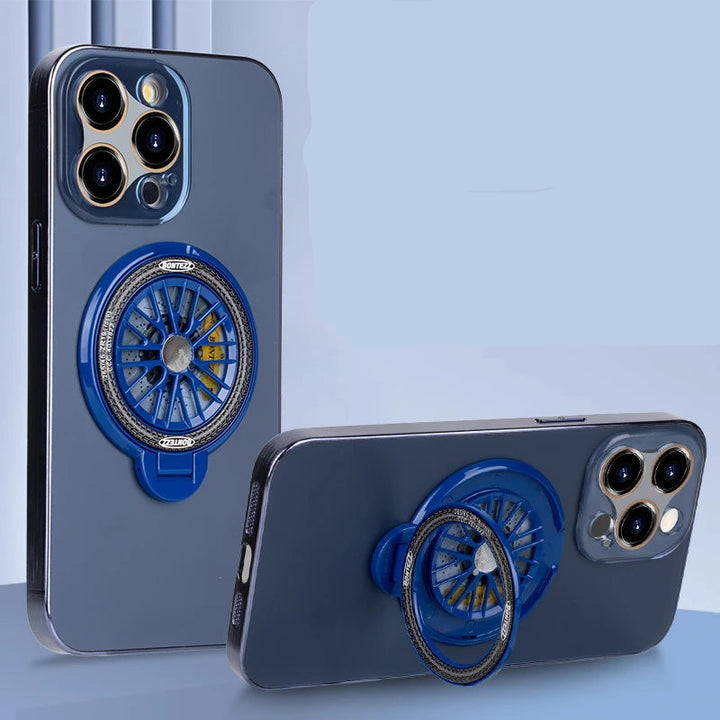 Luxury gyro stand shockproof iPhone case with built-in stand, compatible with iPhone 11, 12, 13, 14, 15, and 16 Pro Max Plus.