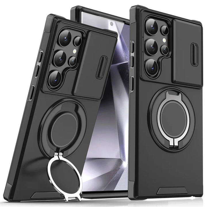 Magnetic Slide Camera Protection Case for Samsung S21-S25 – Shockproof, Stand, Anti-Scratch