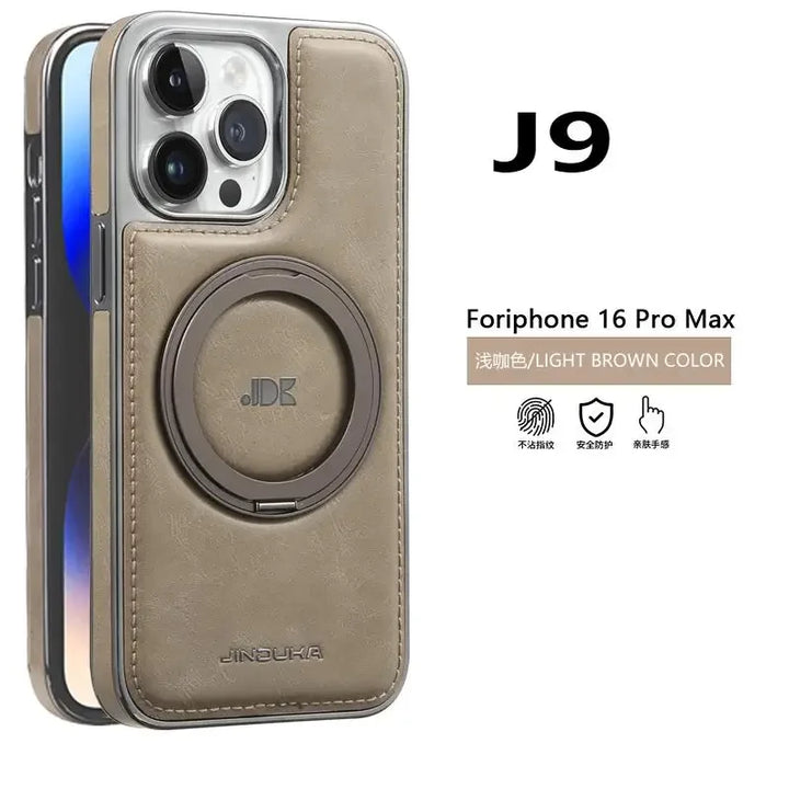 Invisible Stand Leather Case for iPhone 12 13 14 15 Pro Max Magnetic Holder