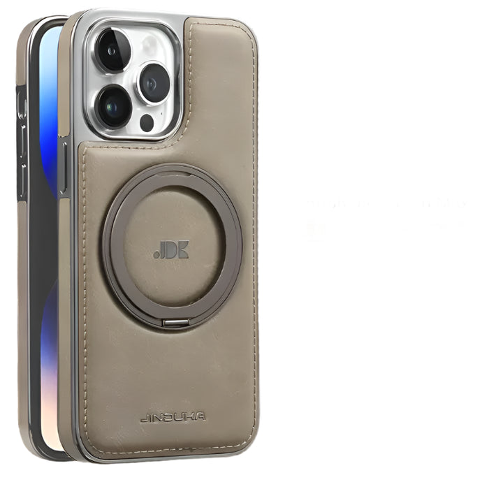 Invisible Stand Leather Case for iPhone 11/12/13/14/15/16 Pro Max, Magnetic Holder