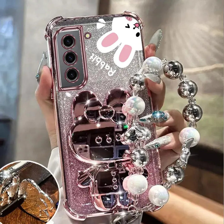 Airbag Glitter Rabbit Holder Case for Samsung S20/S21/S22 Ultra/Plus