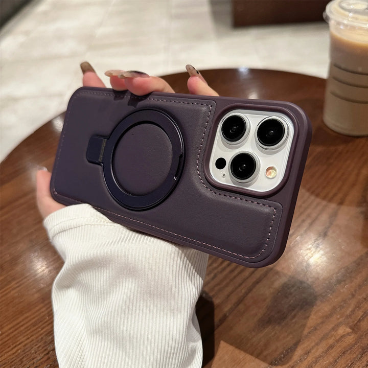 Luxury Magnetic Leather Holder Case with Stand for iPhone 11/12/13/14/15/16 Pro Max Plus