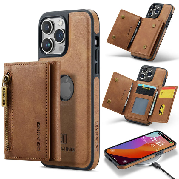 Magnetic Leather RFID Wallet Case for iPhone 11/12/13/14/15/16 Pro Max Plus